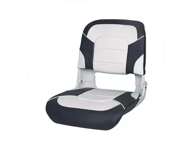 Сиденье пластмассовое складное с подложкой All Weather High Back Seat, бело-чёрное