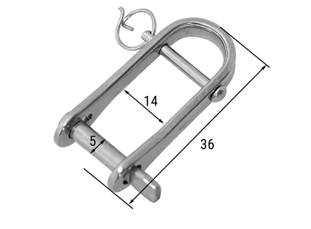 Скоба такелажная с пальцем 5 мм 36х15 AISI 316