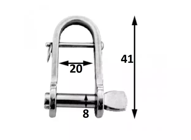 Скоба такелажная с пальцем 8 мм 41х20 AISI 316