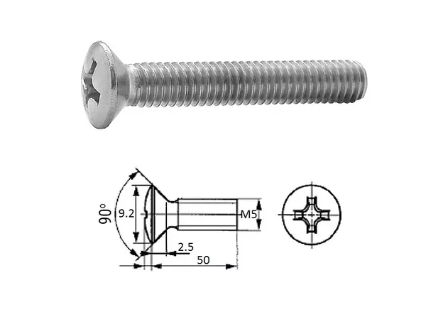 Винт п/пот.гол M5X50 нерж.A2